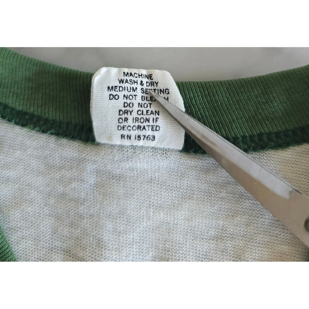 Vintage 70s Hanes John Lennon Yoko Ono War Is Over Ringer T-Shirt Green White S